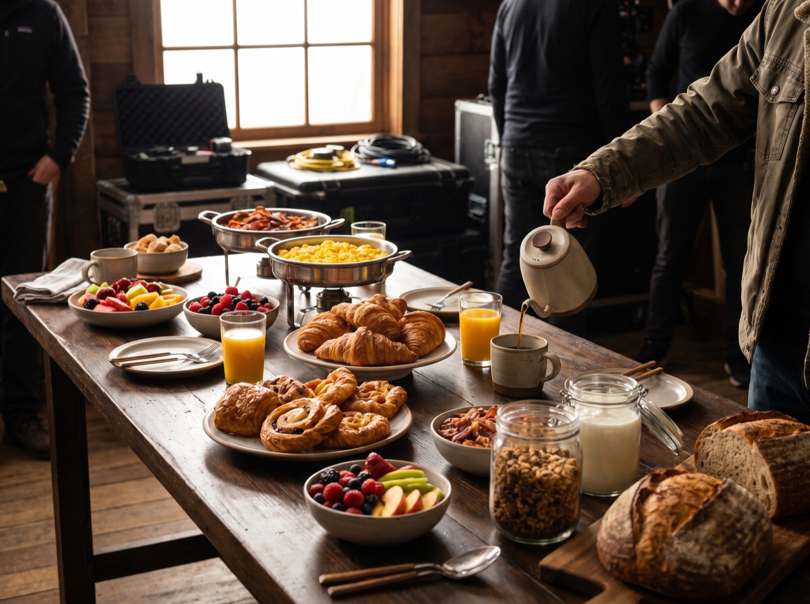 Frühstücks-Buffet am Set